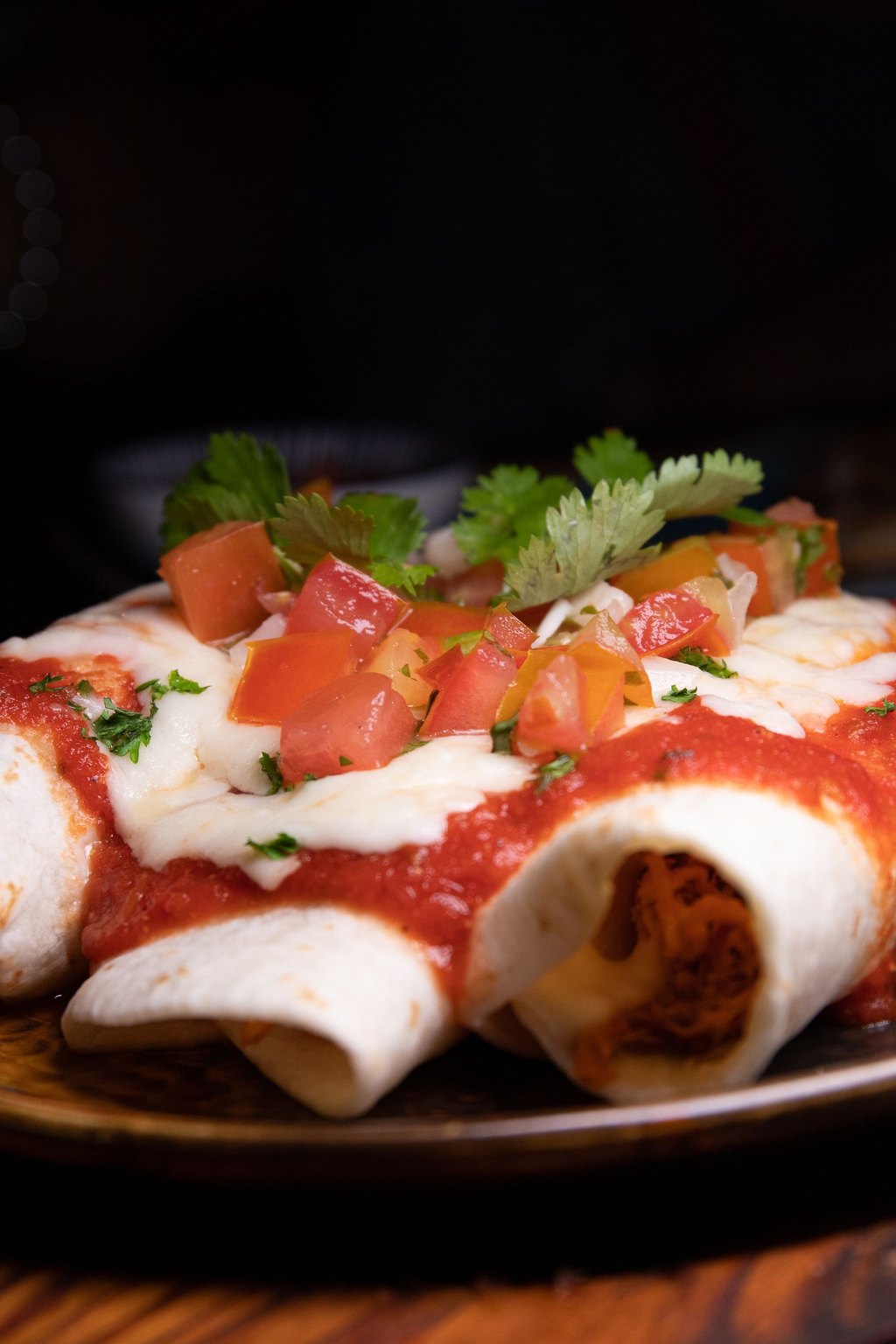 Close up of beef enchiladas