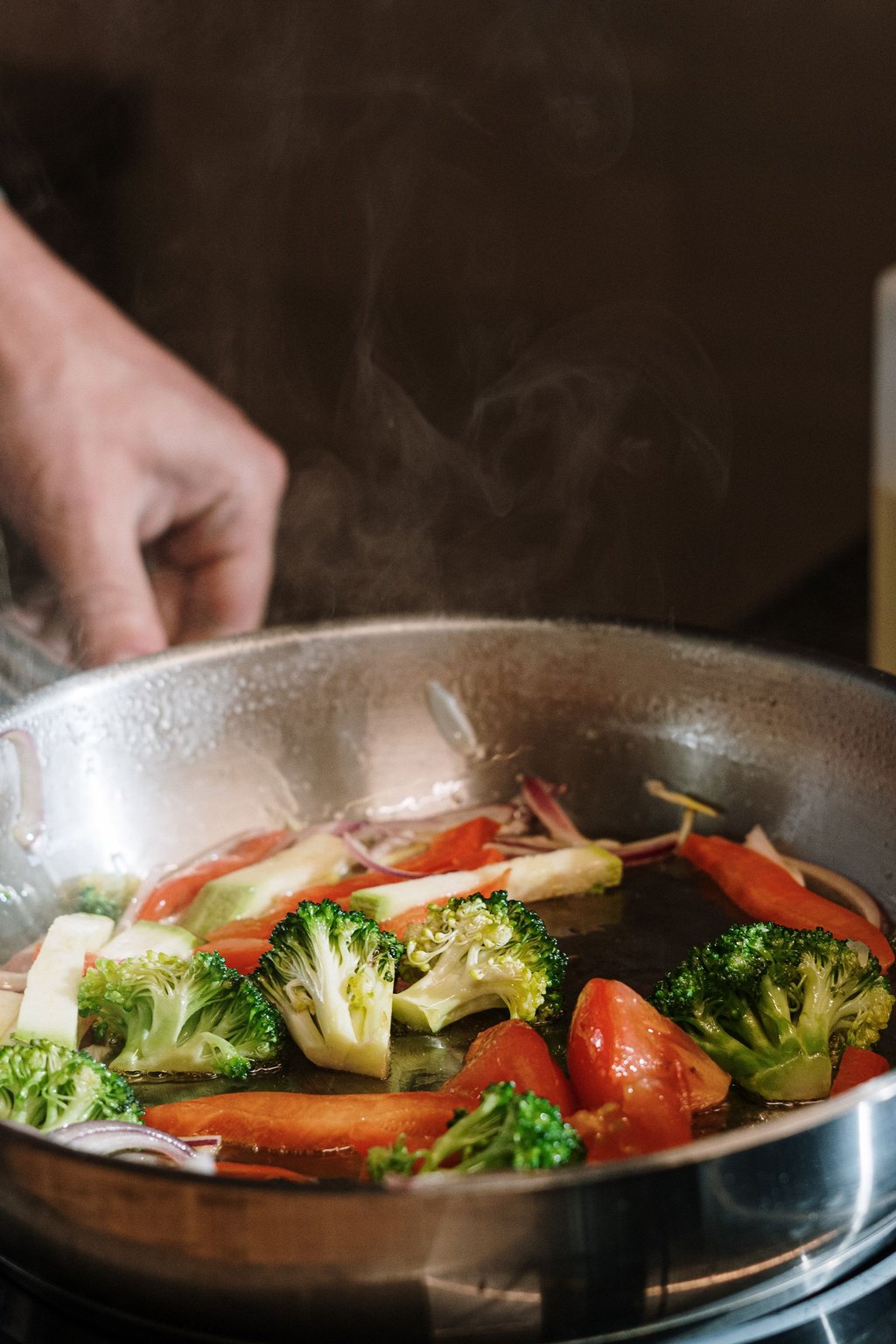 Close up of chicken and broccoli stir fry
