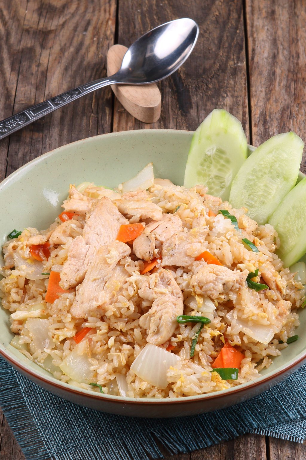 Close up of chicken fried rice