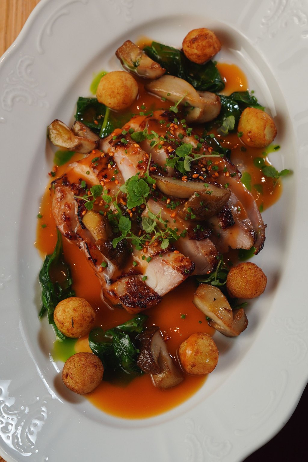 Close up of chicken marsala