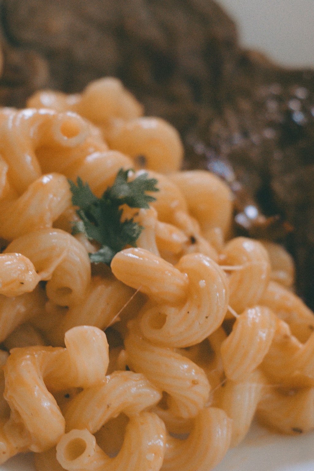 Close up of homemade cheeseburger macaroni