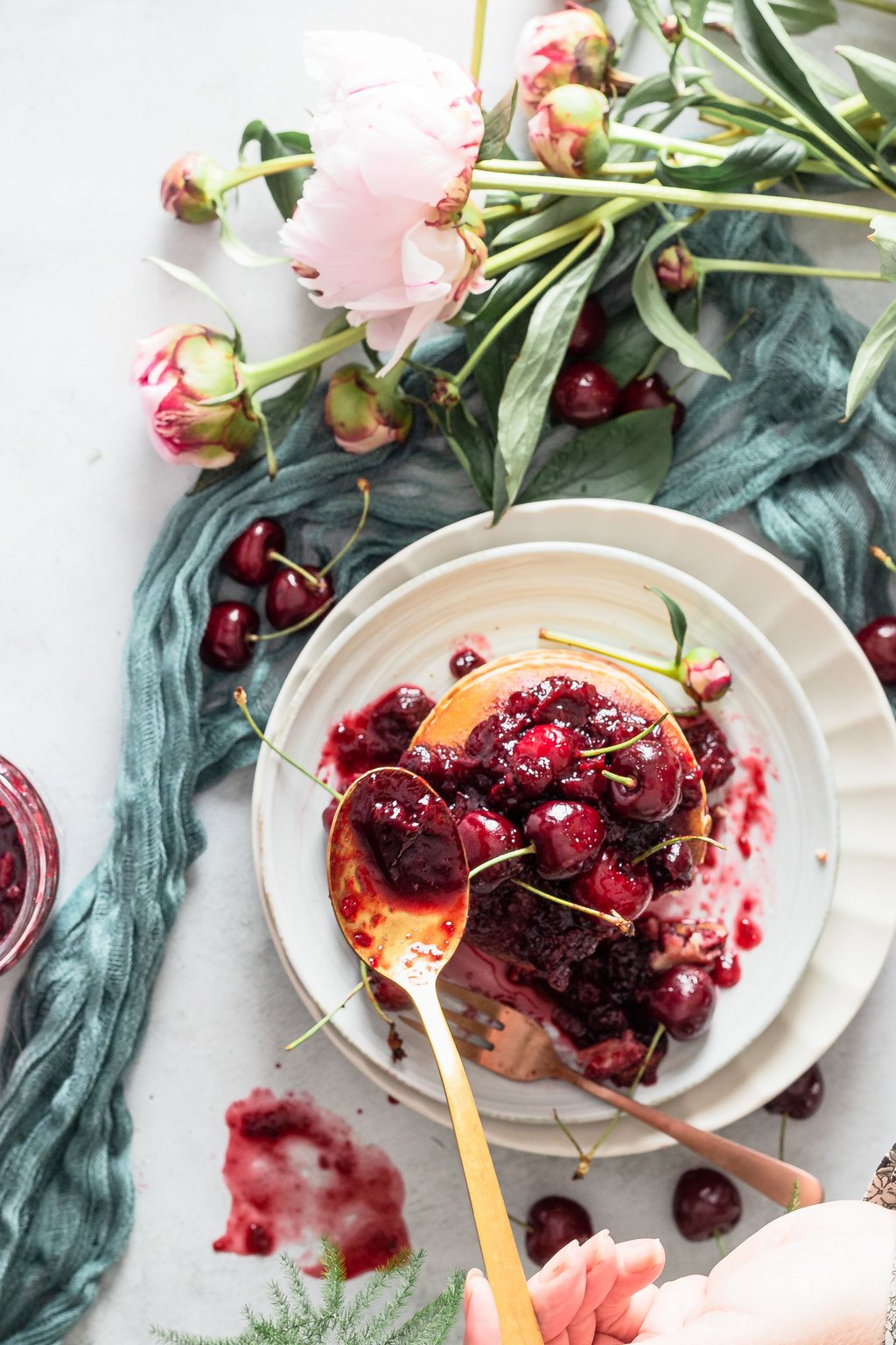 Close up of cherry cobbler