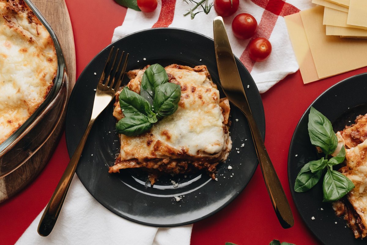 A serving of classic lasagna