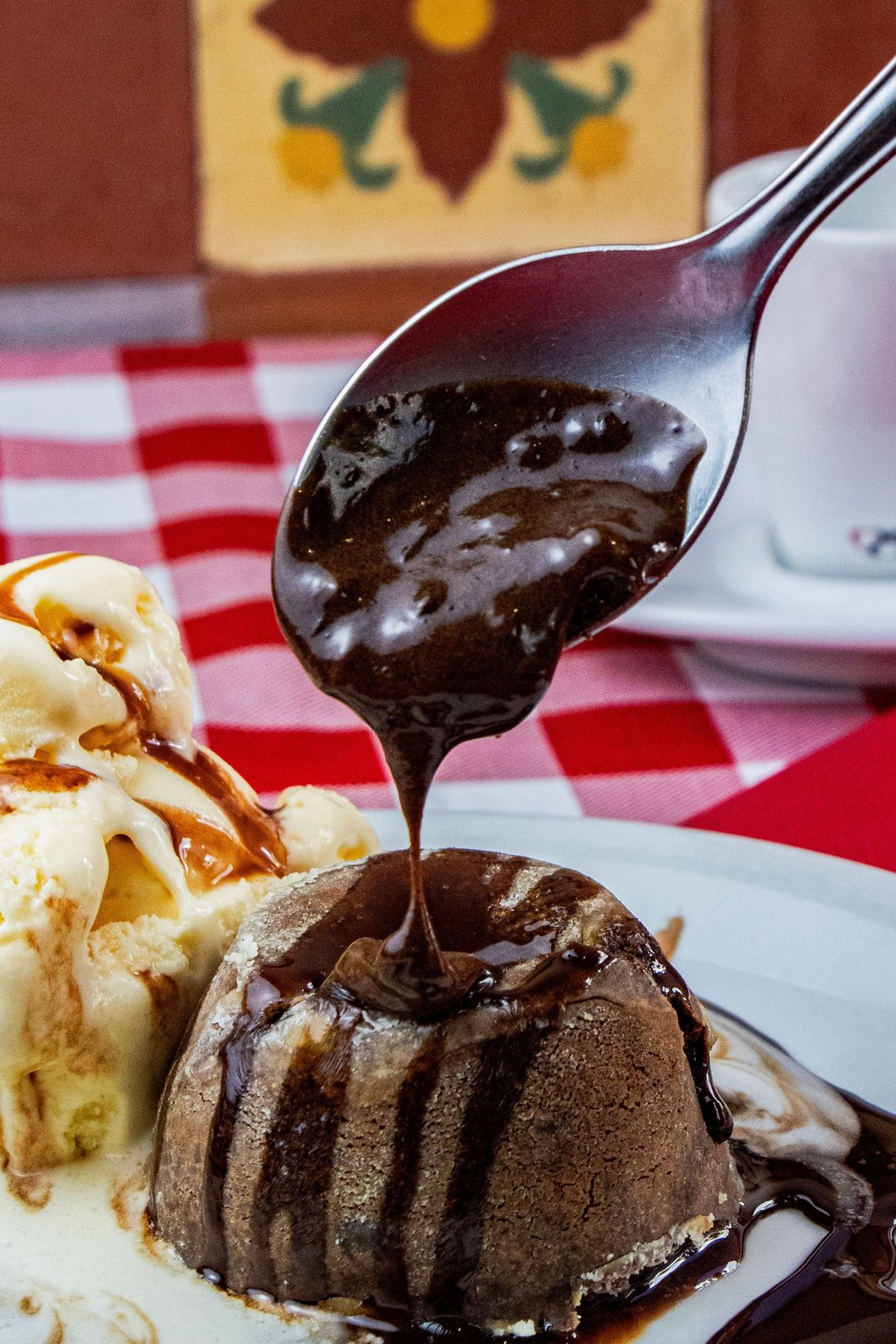 Close up of hot fudge pudding cake