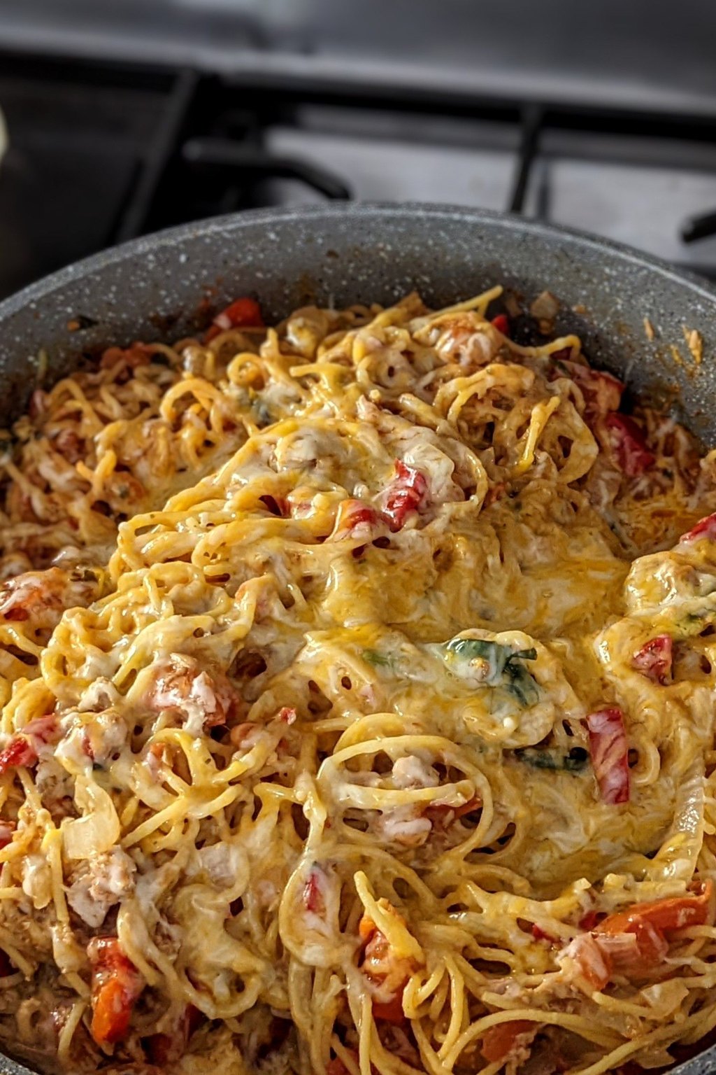 Close up of one pot taco pasta