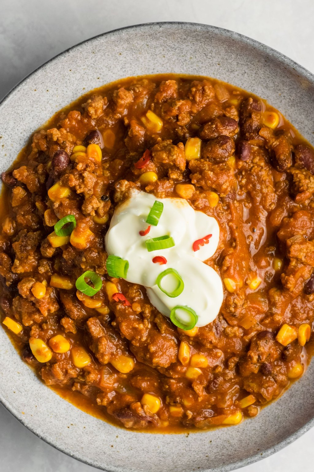 Close up of classic beef chili