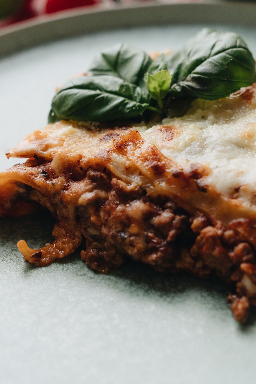 Close up of classic lasagna