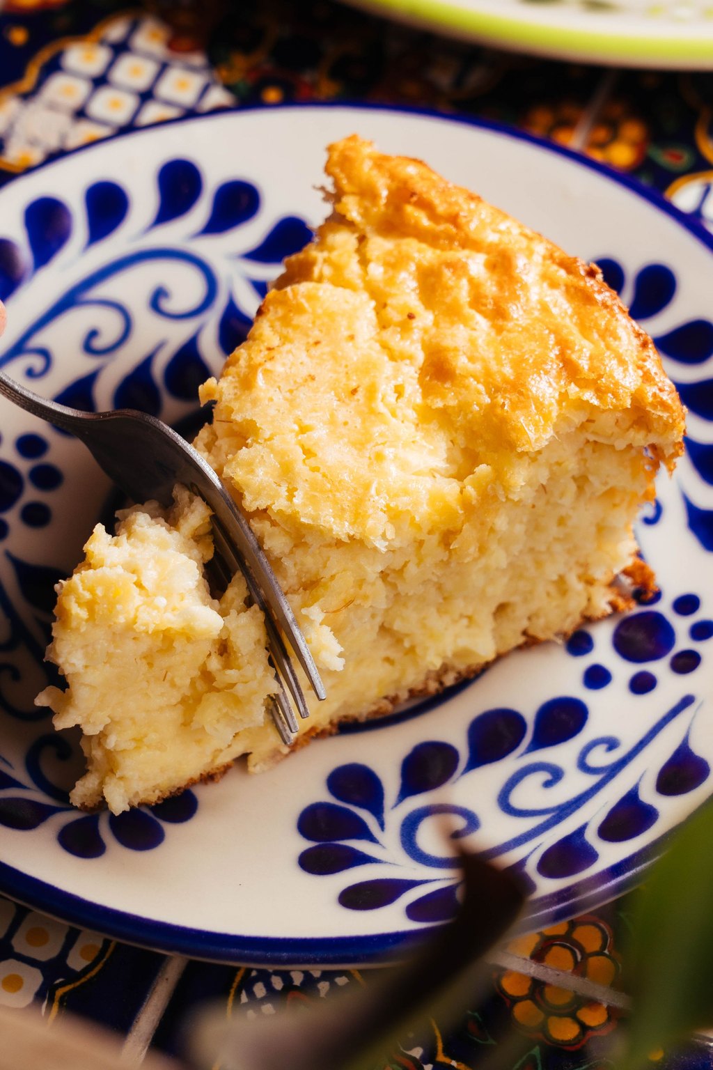 Close up of sweet skillet cornbread