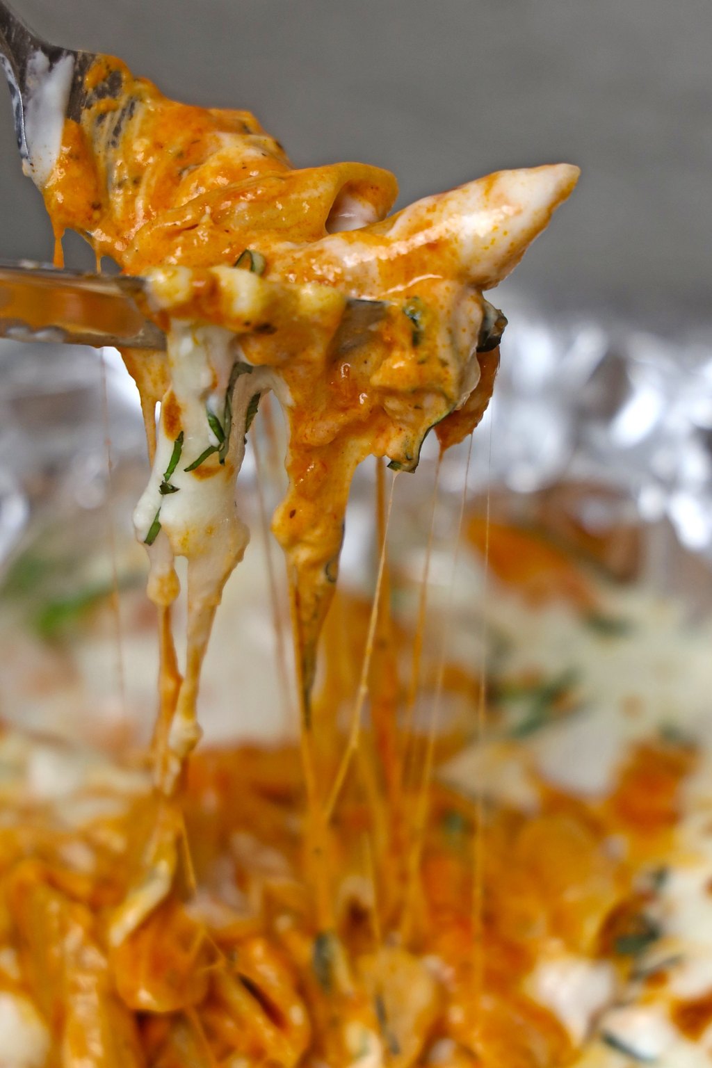 Close up of baked ziti