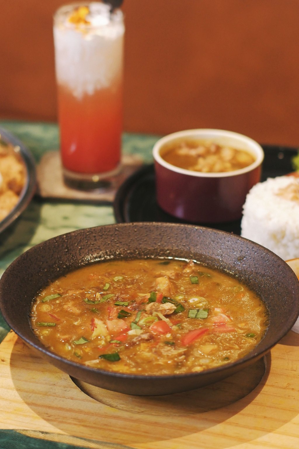 Close up of chicken and sausage gumbo