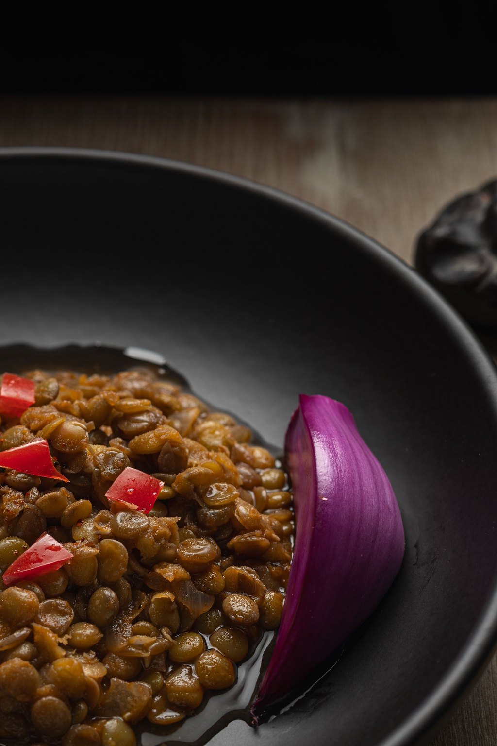 Close up of hearty lentil stew