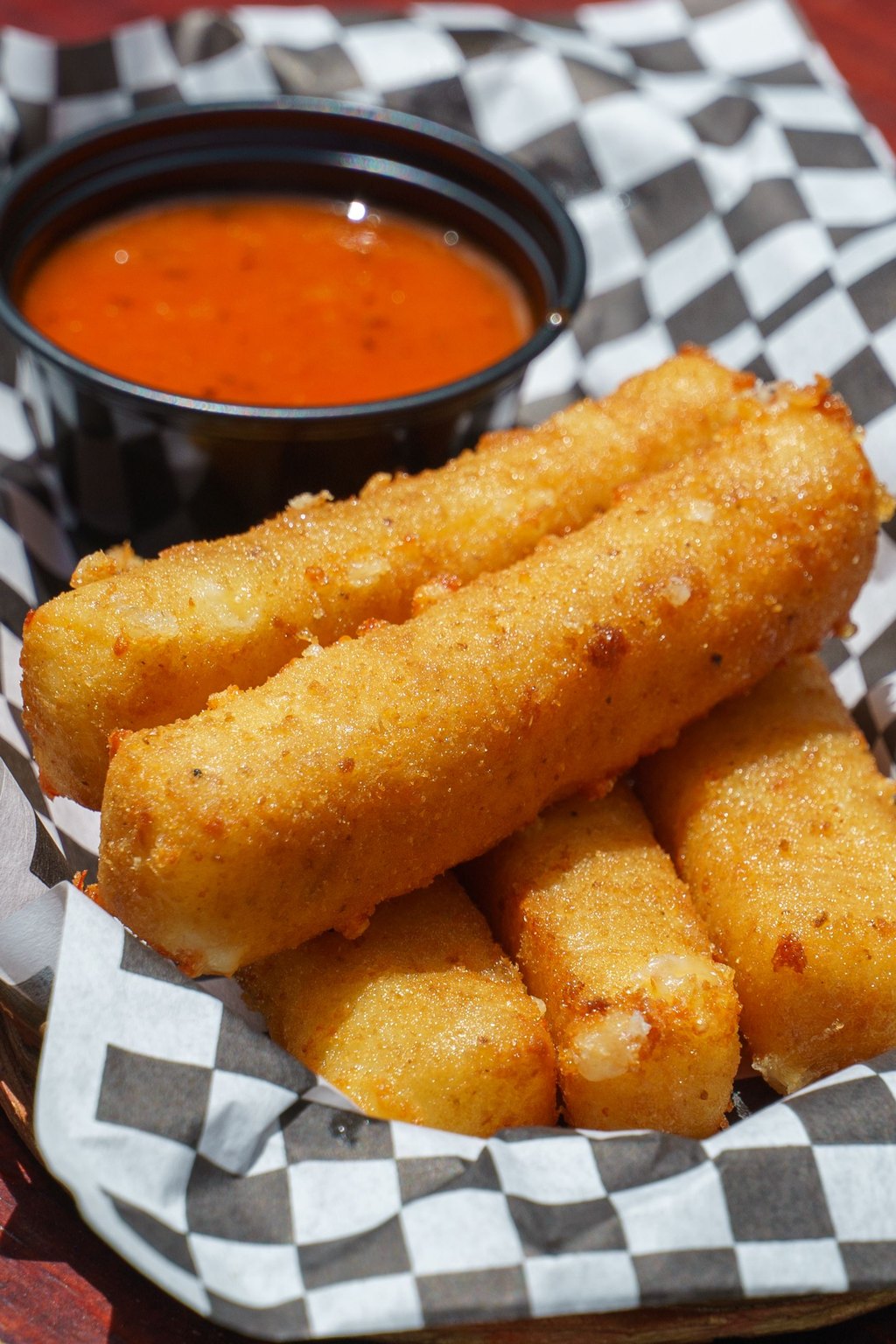 Close up of homemade mozzarella sticks
