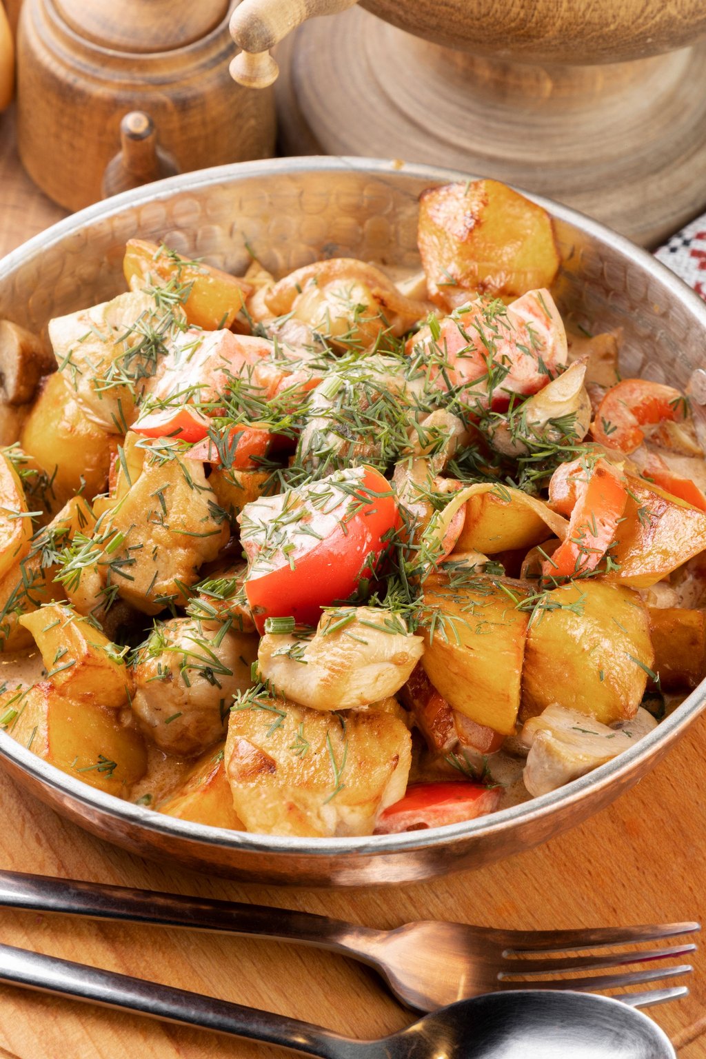 Close up of old fashioned chicken stew