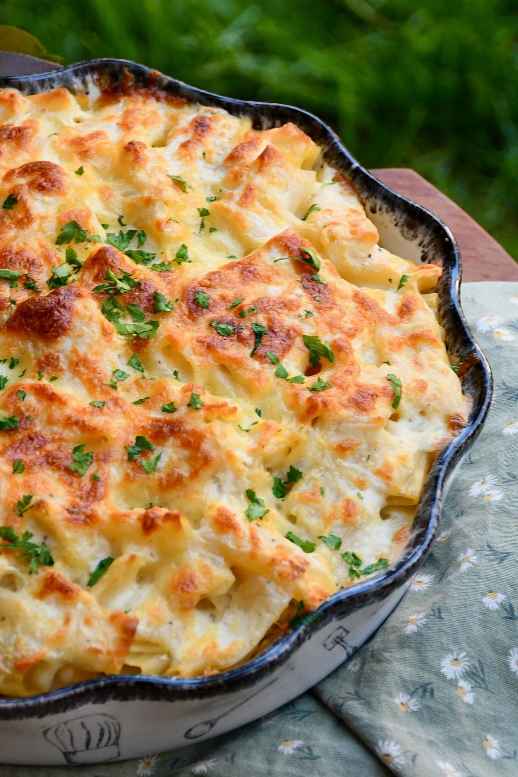 Close up of poppy seed chicken casserole