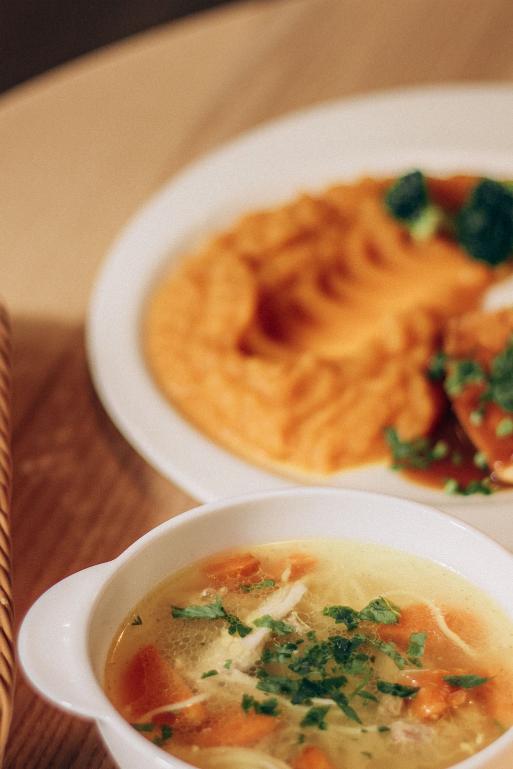 Close up of white chicken chili