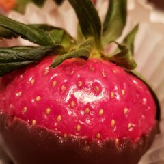 Close up of chocolate covered strawberries