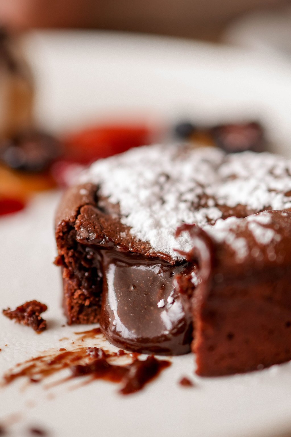 Close up of chocolate lava cakes