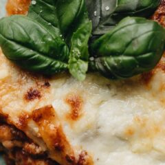 Close up of classic beef lasagna