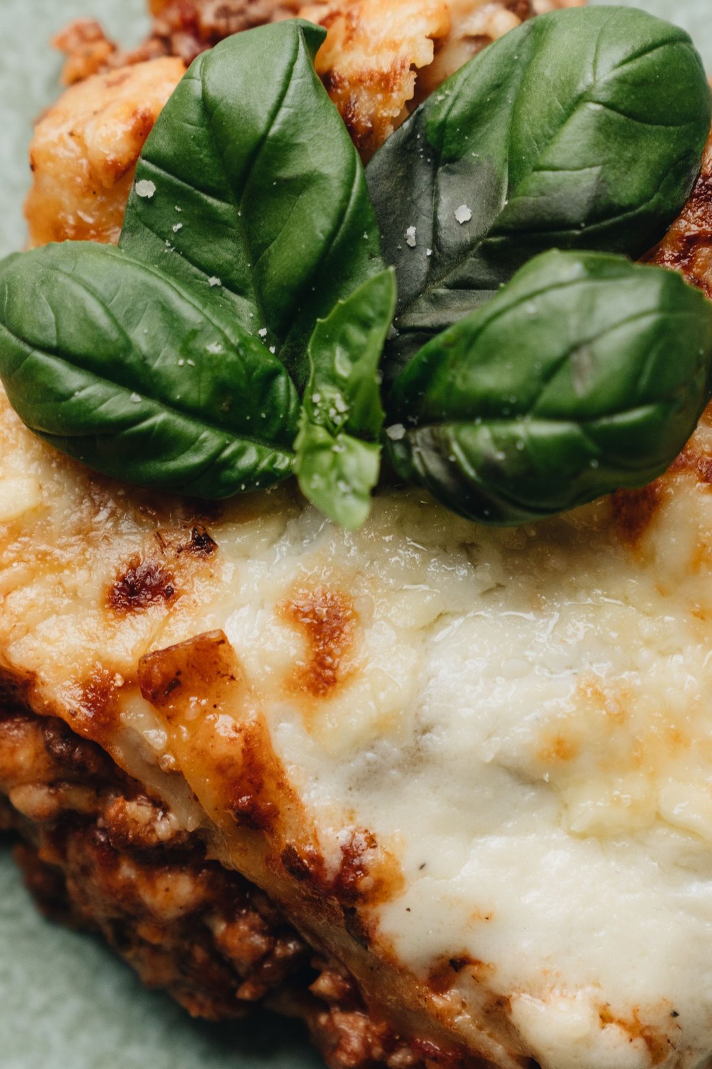 Close up of classic beef lasagna