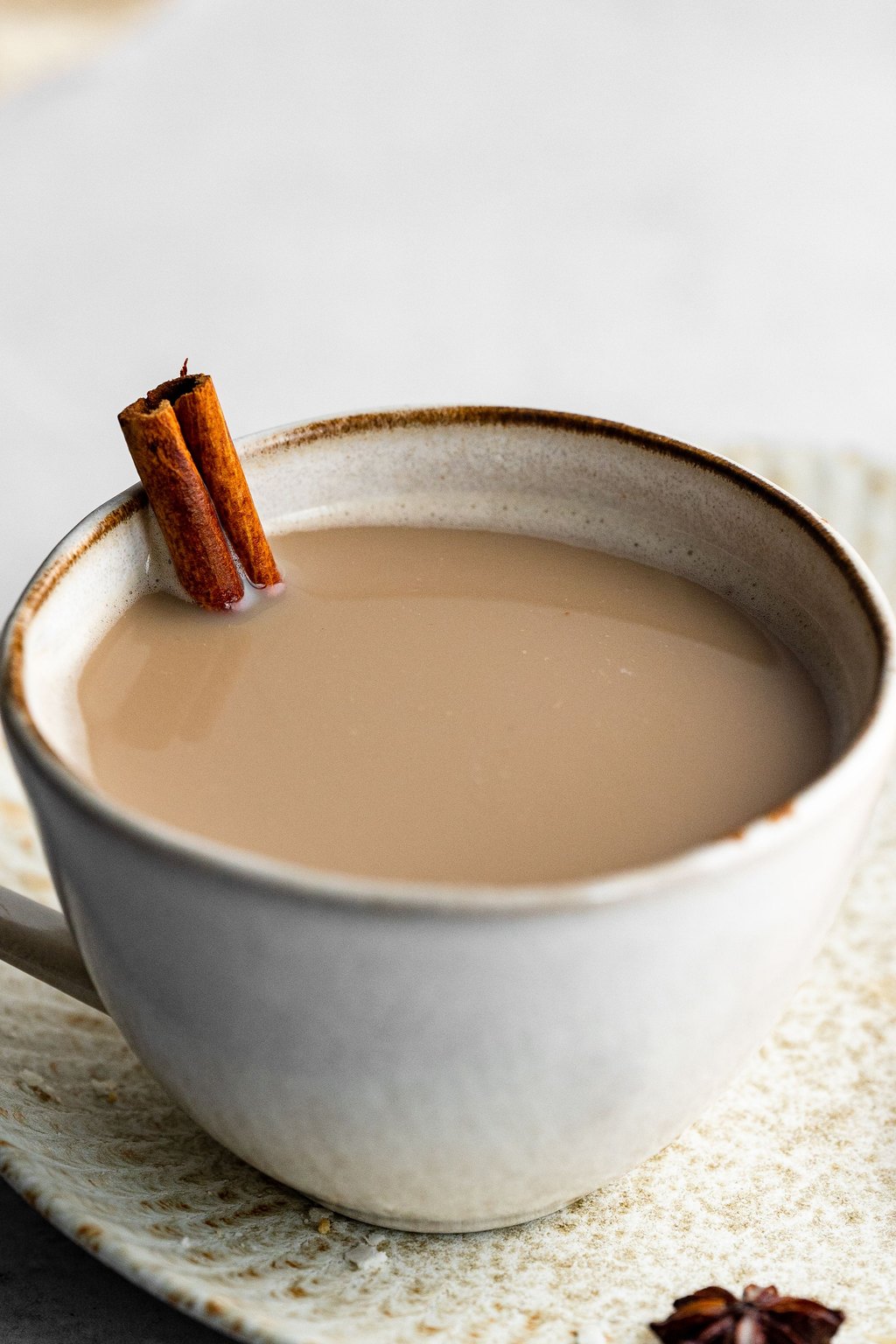 Close up of homemade chai tea latte