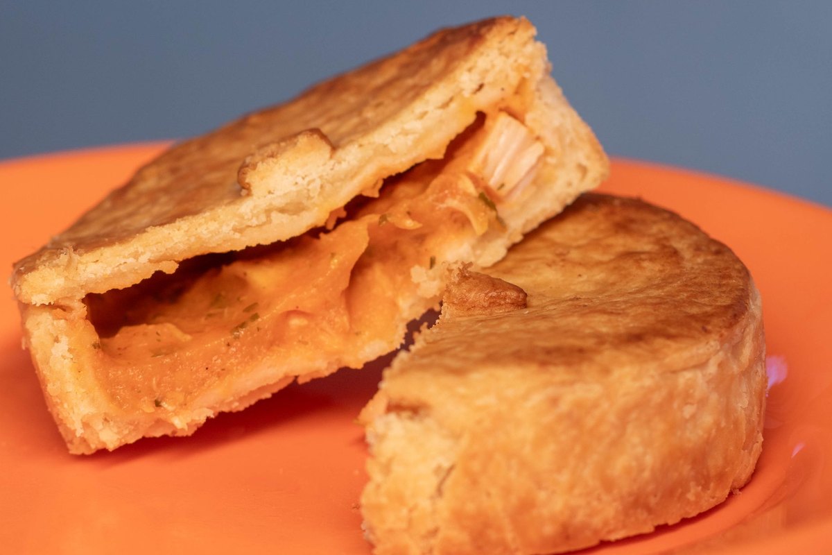 A serving of homemade chicken pot pie