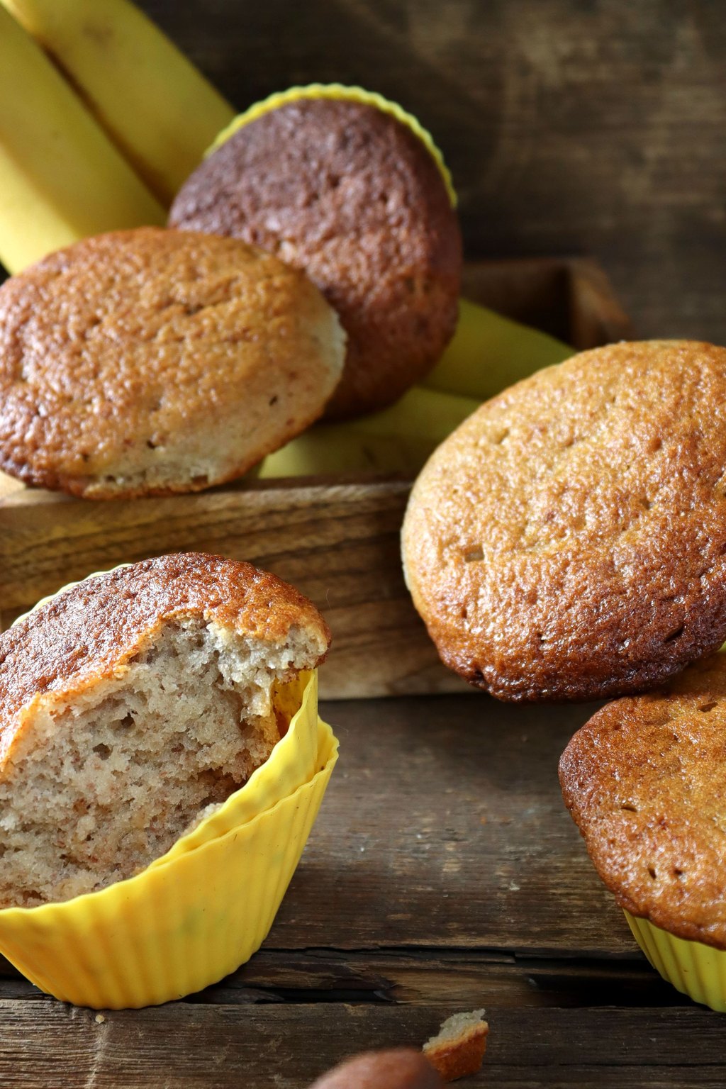 Close up of banana bread muffins