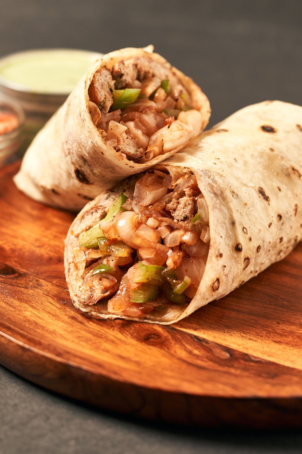 Close up of bean and cheese burritos