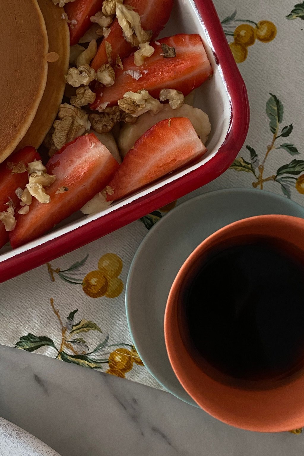 Close up of sheet pan pancakes