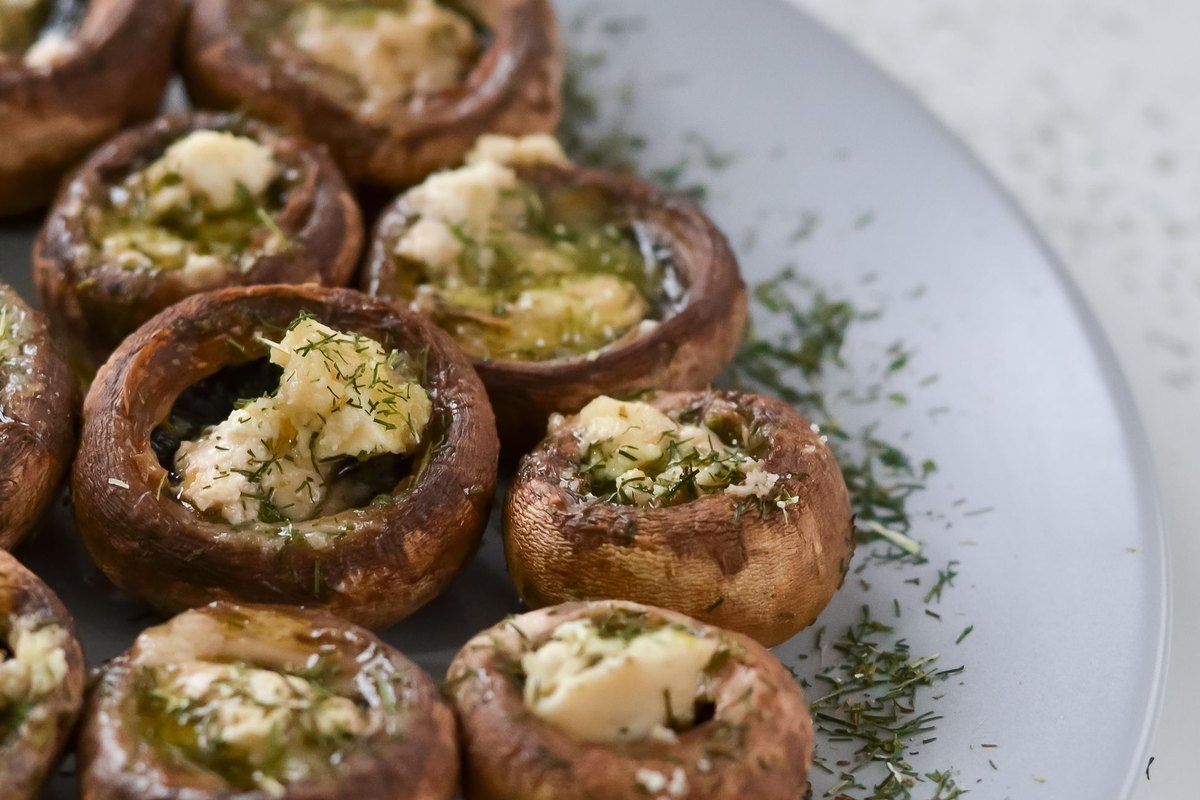 A serving of easy stuffed mushrooms