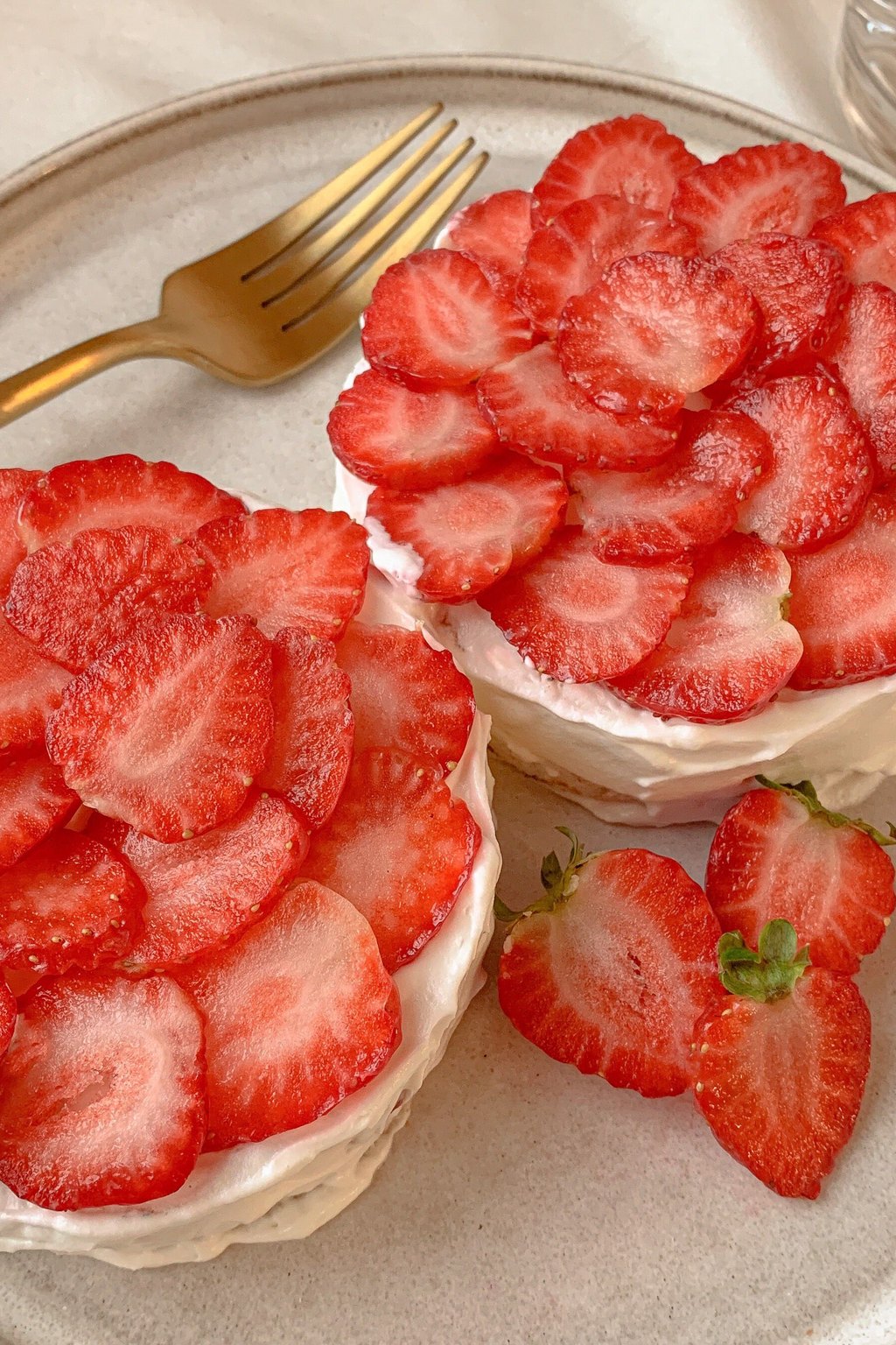 Close up of strawberry icebox cake
