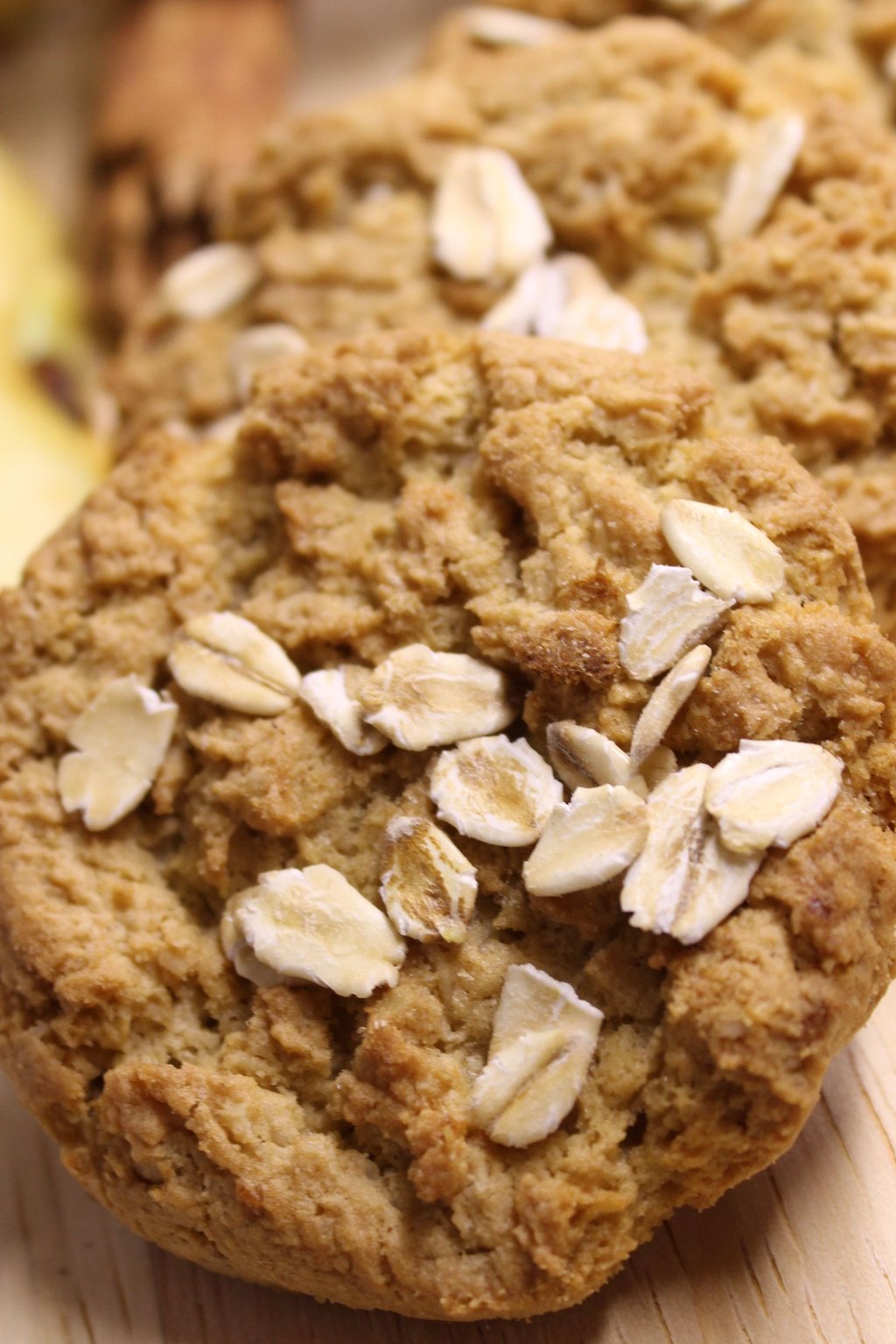 Close up of chewy apple oatmeal cookies