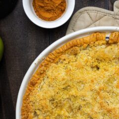 Close up of old fashioned apple crisp