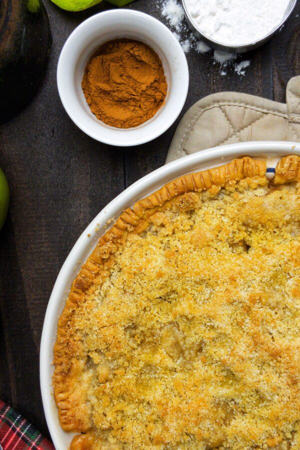 Close up of old fashioned apple crisp