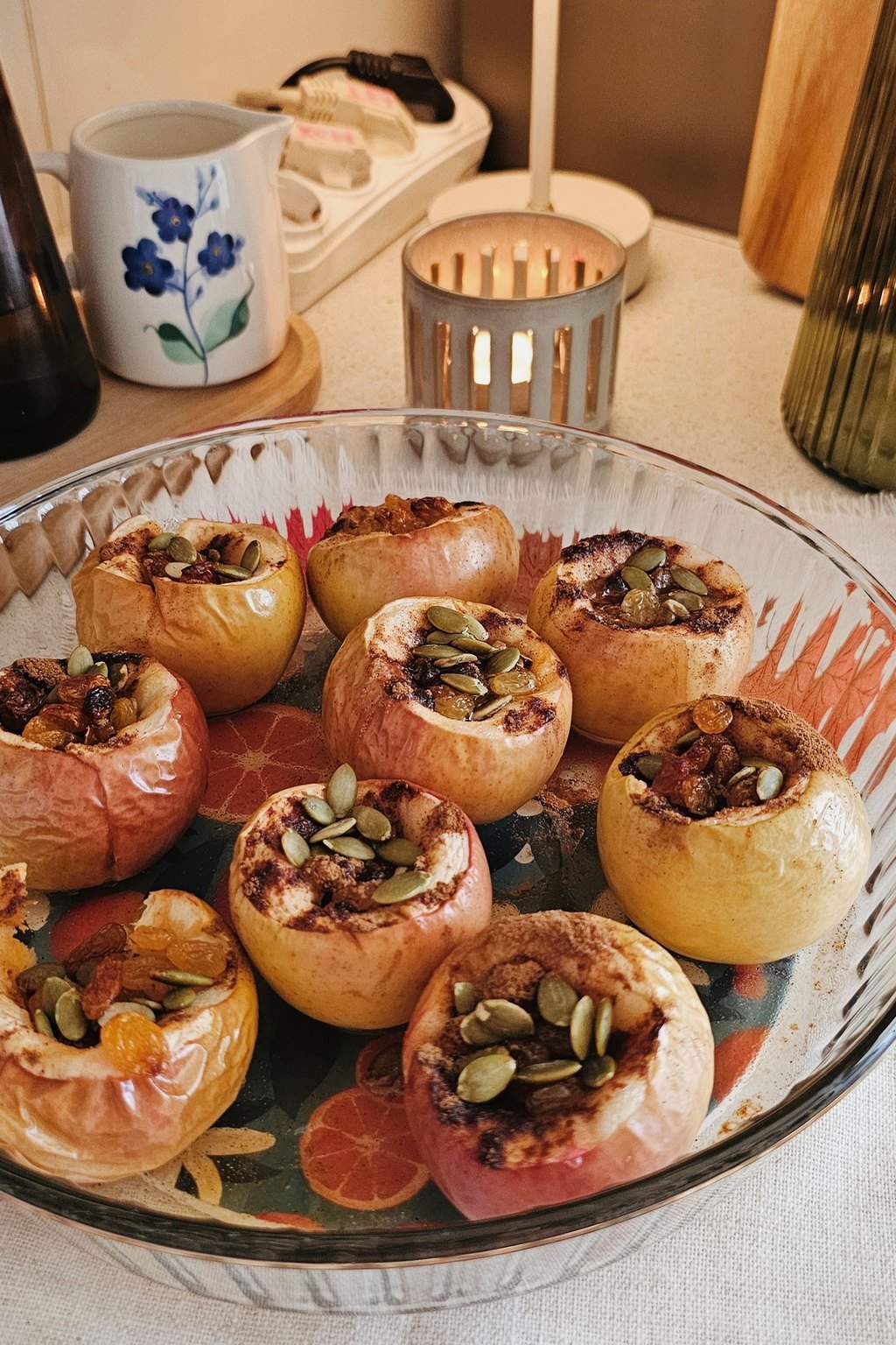 Close up of stuffed baked apples