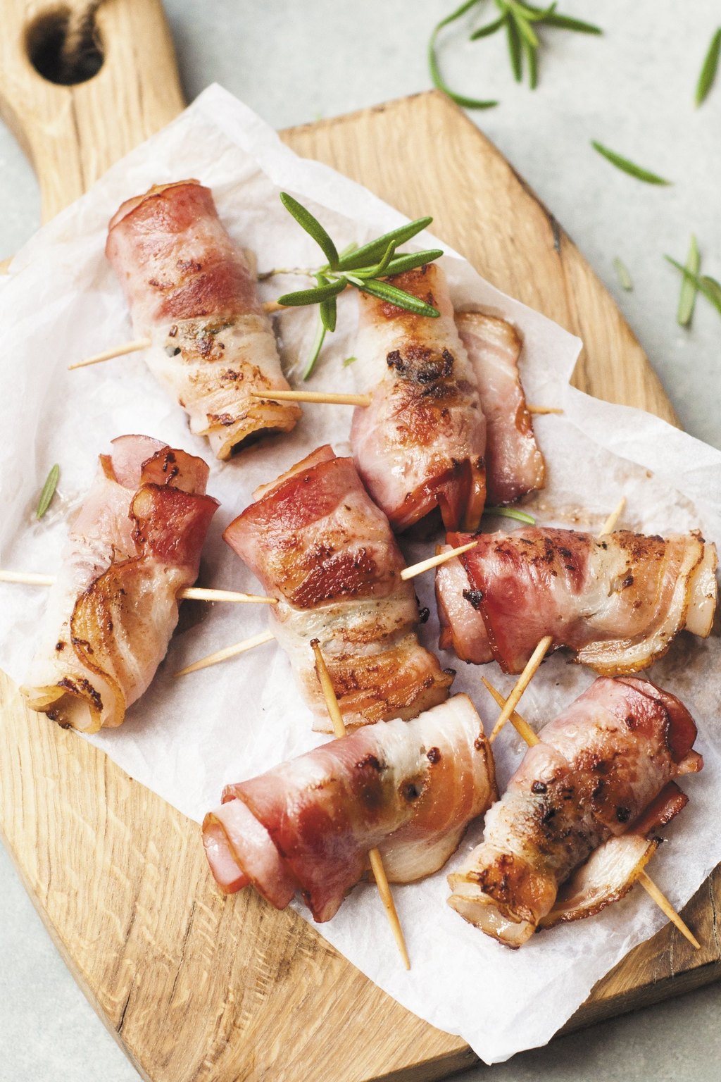 Close up of bacon wrapped dates