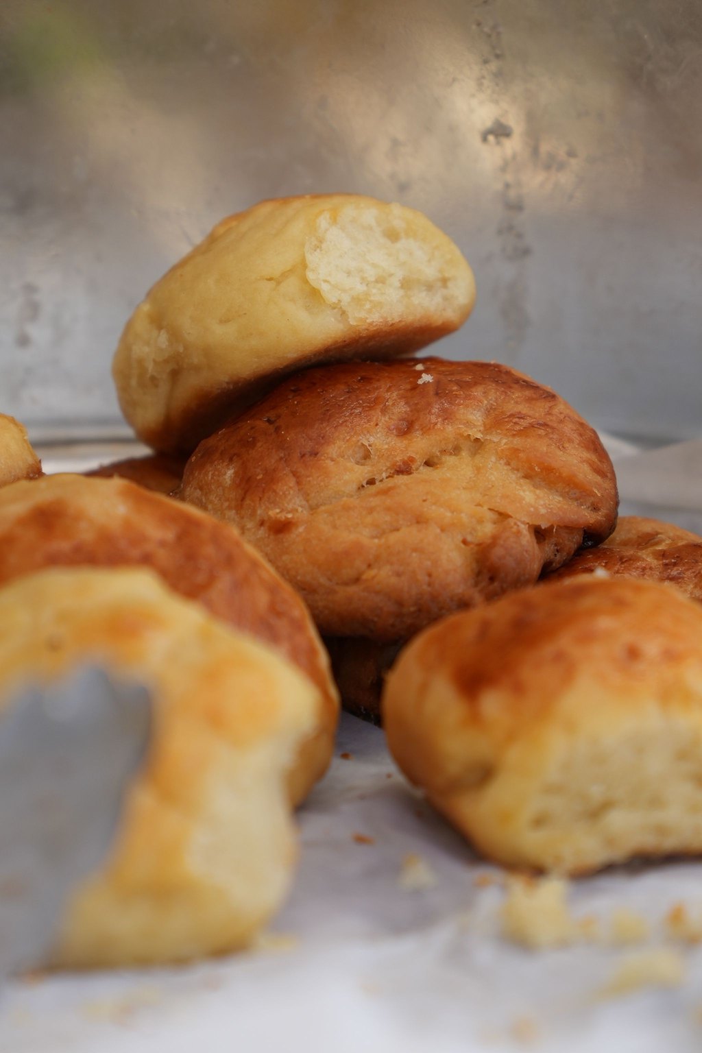 Close up of biscuits and sausage gravy