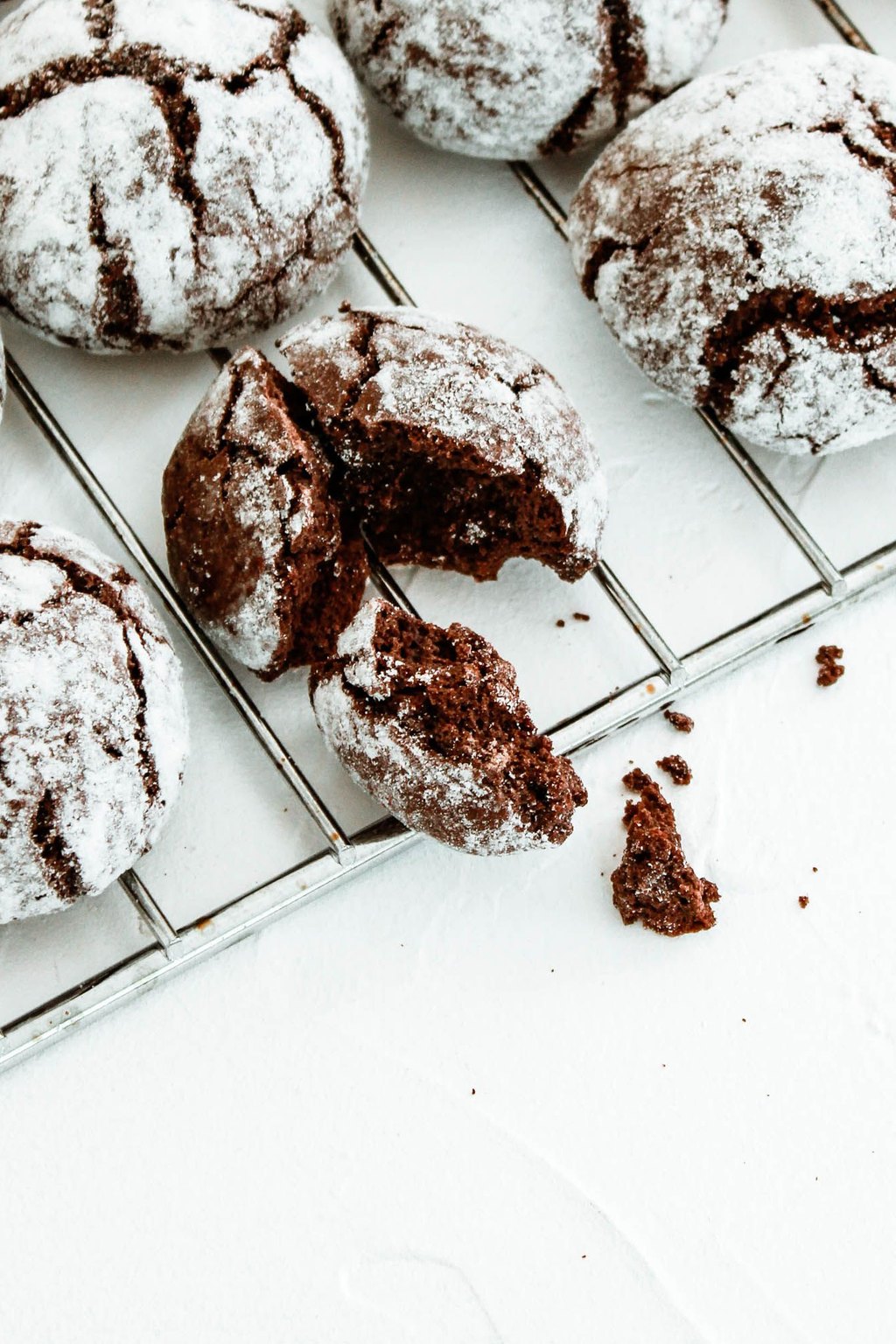 Close up of chocolate peppermint cookies