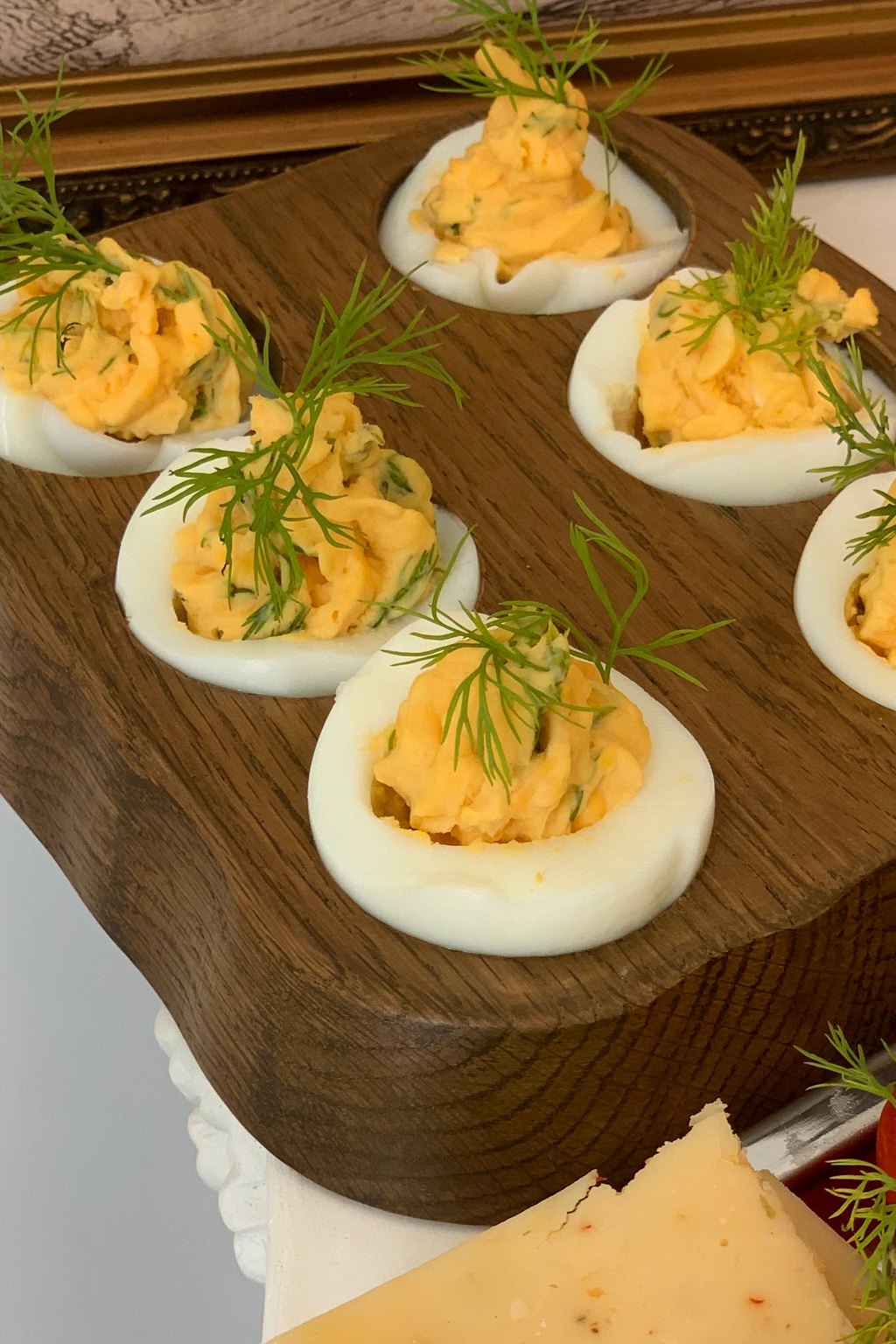 Close up of classic deviled eggs