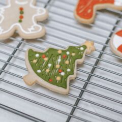 Close up of classic sugar cookie cutouts