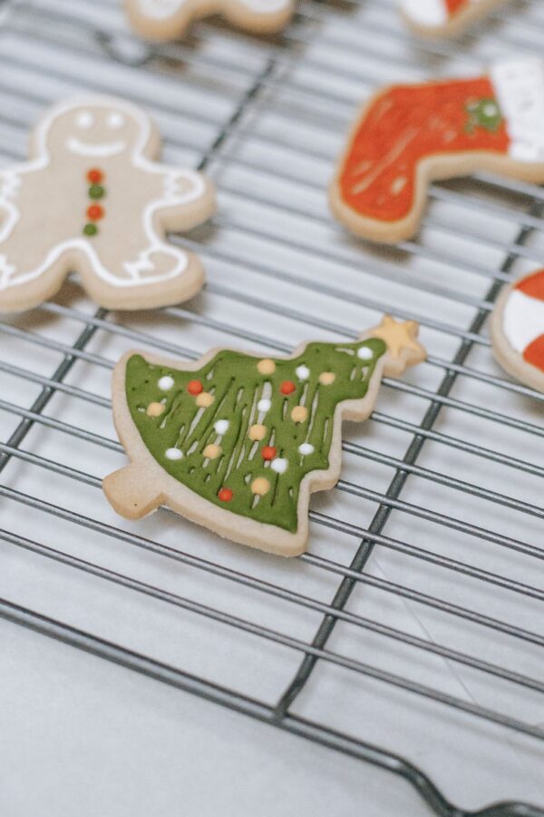 Close up of classic sugar cookie cutouts