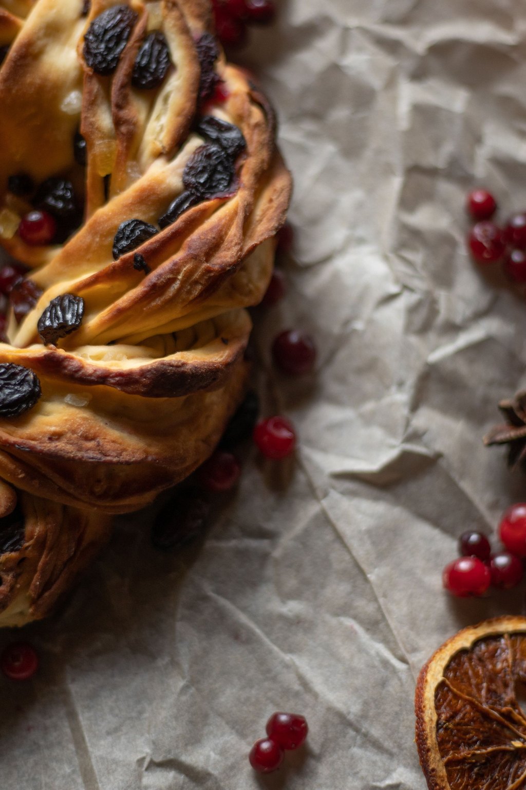 Close up of cranberry orange bread