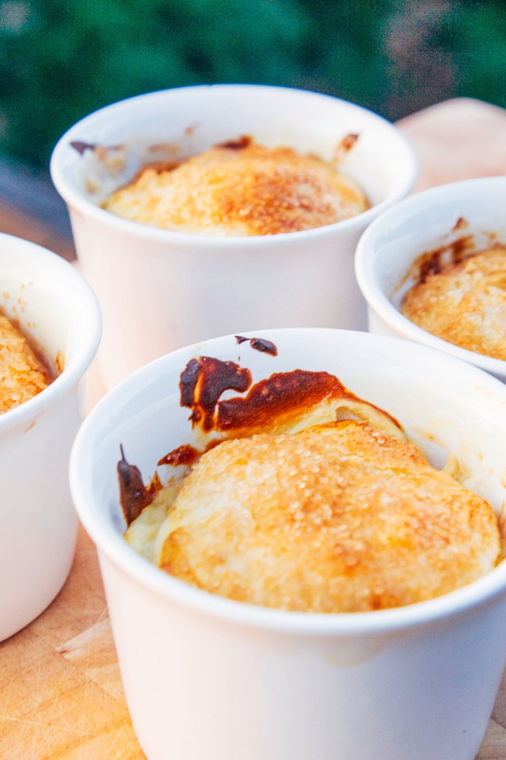 Close up of creamy corn pudding