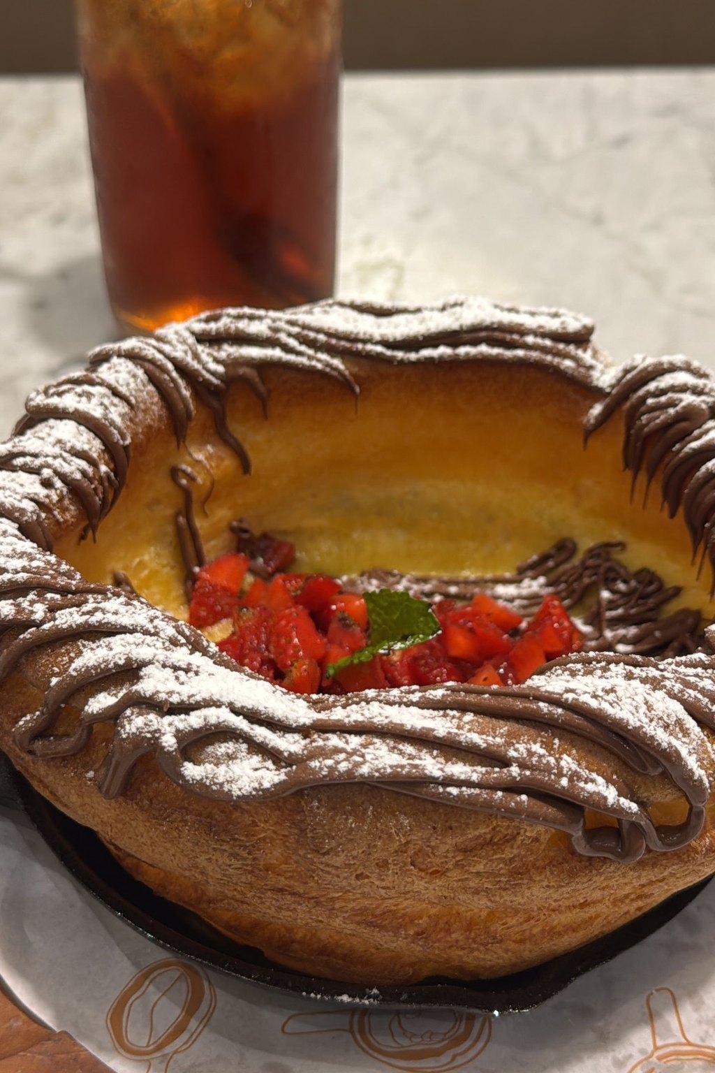 Close up of dutch baby pancake
