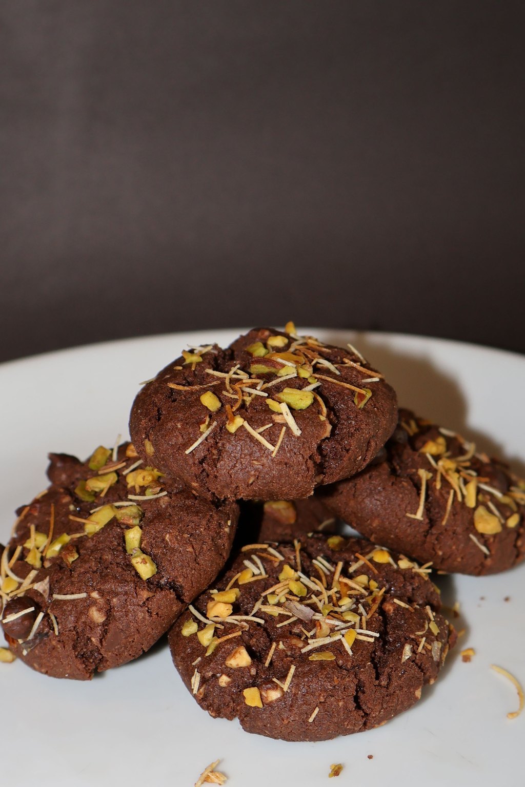 Close up of no bake chocolate oatmeal cookies