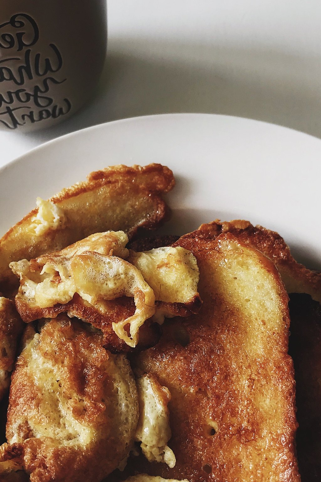 Close up of overnight french toast casserole