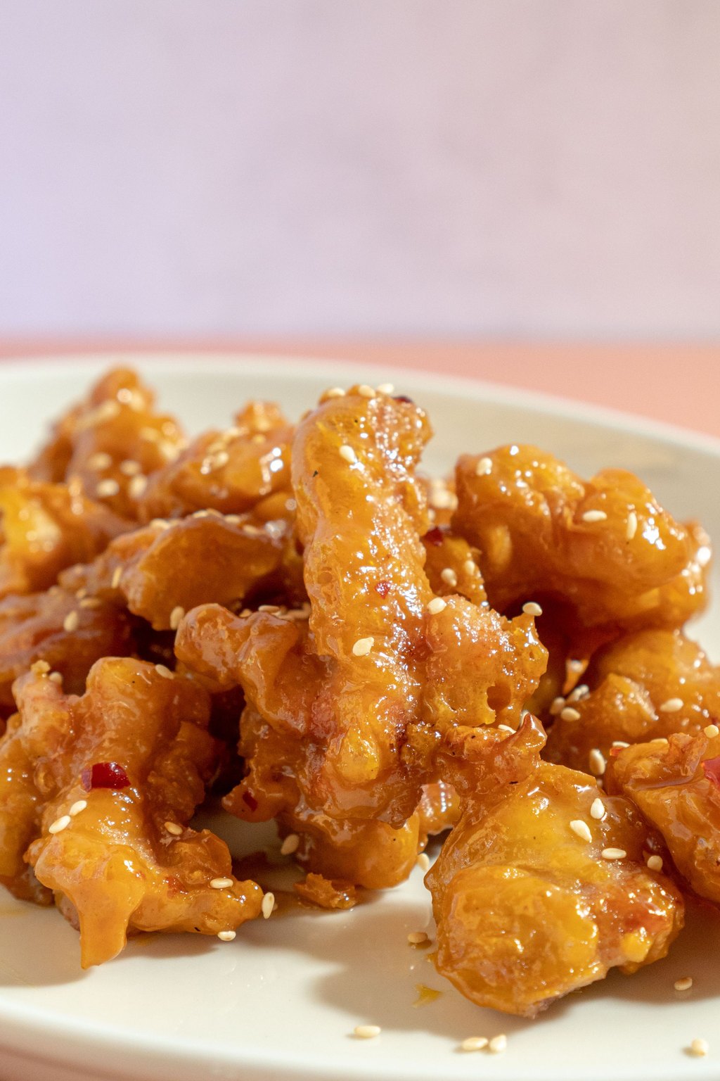 Close up of slow cooker honey garlic chicken