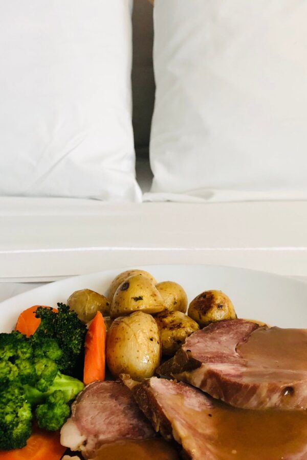 Close up of slow cooker pot roast