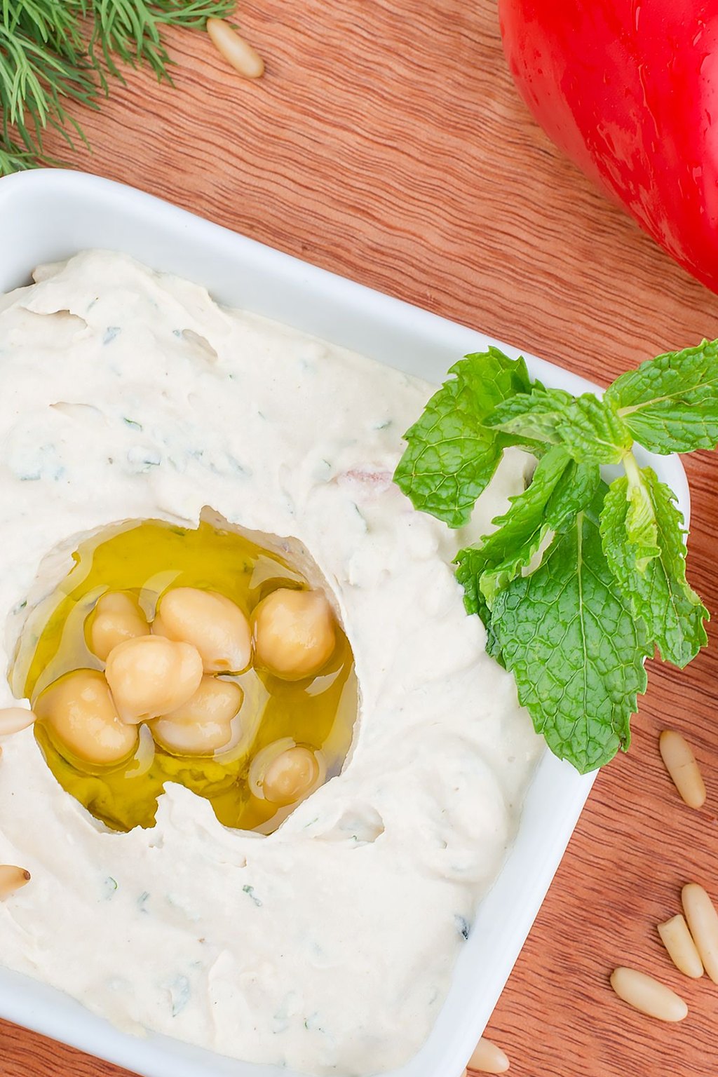 Close up of whipped feta dip