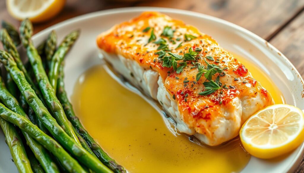 Baked salmon and asparagus