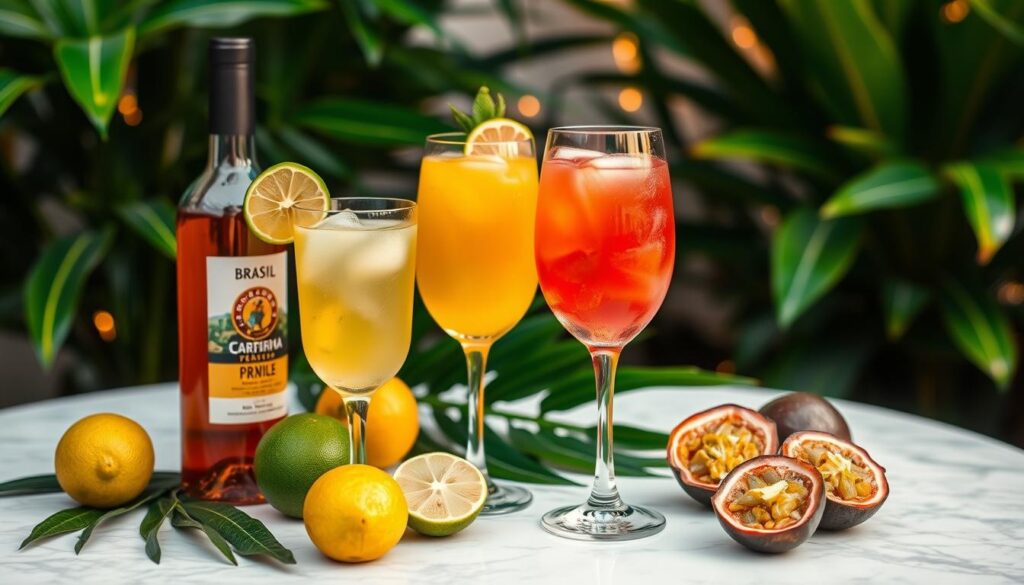 Brazilian wine and Caipirinha cocktail
